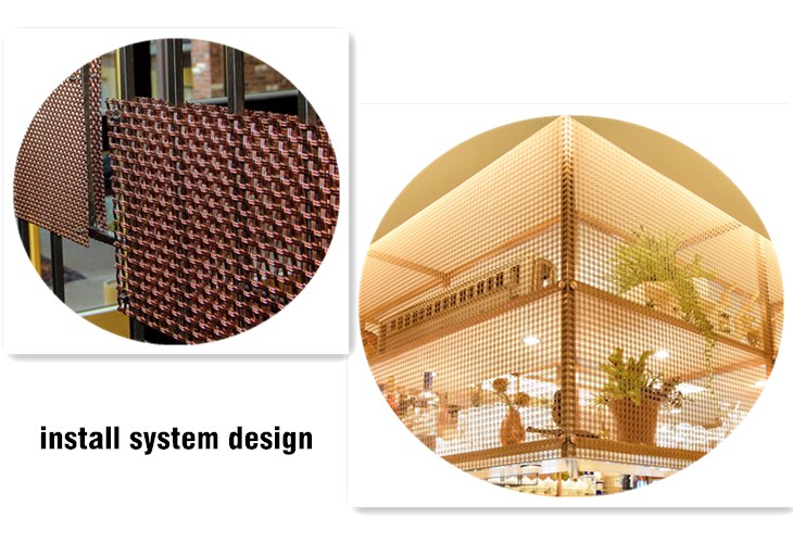Brass Cabinet Architectural Wire Mesh , Woven Metal Mesh Screen For Kitchen Cabinetry