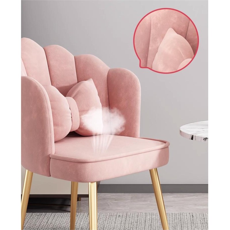 Nordic Luxury Velvet Upholstered Living Room Petal Dining Chair Bedroom  Makeup Chair Nail Chair Salon Furniture