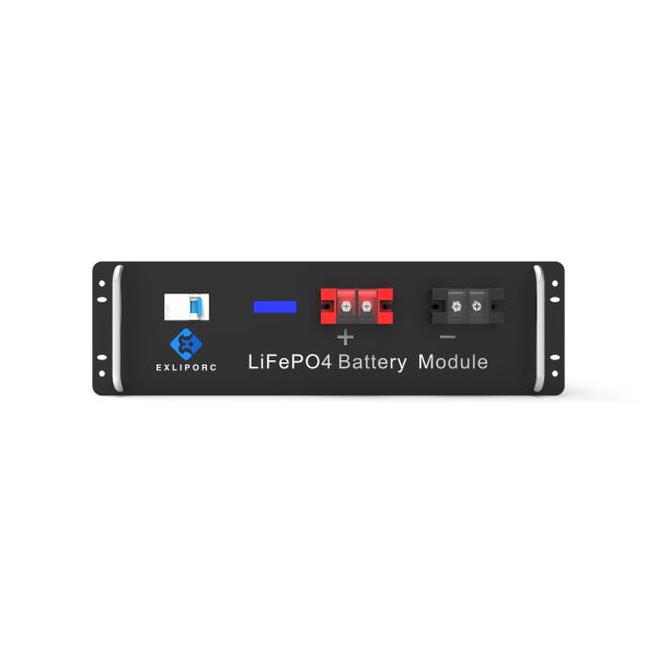 EXLIPORC Rack Mount Lithium Iron Phosphate (LiFePO4) 12.8V 100Ah Battery with 6000 Cycles for Solar Energy Storage