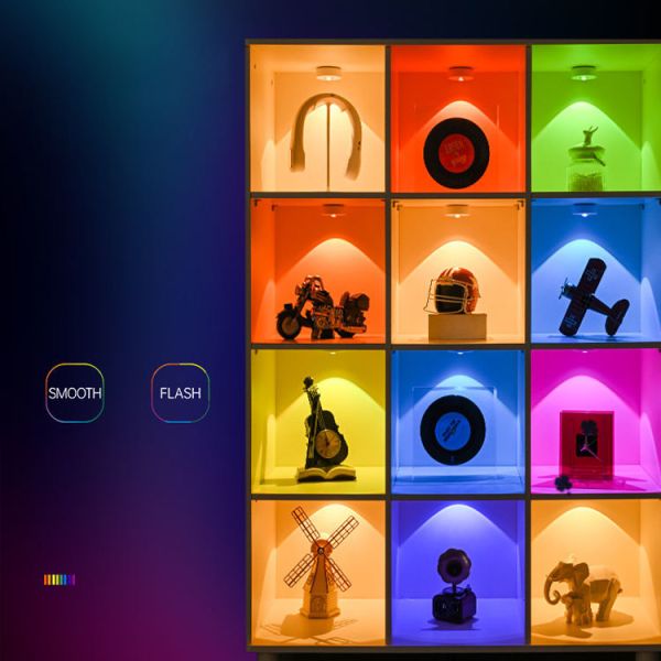 500mAh Magnetic RGBW Wireless LED Puck Light Under Cabinet Timing Function