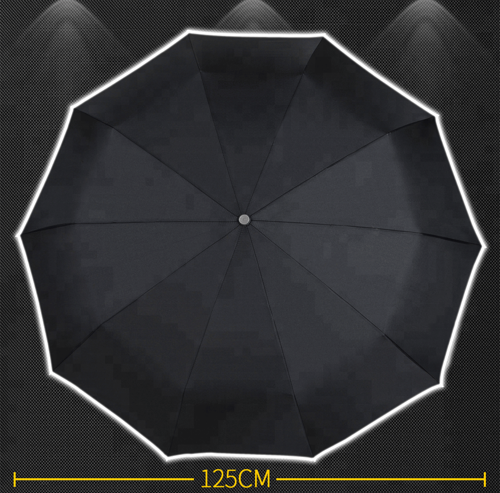 Black Safety Reflection Automatic Rain Umbrella Windproof Logo Printing