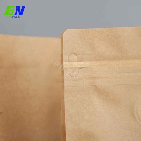 Hot Sales Flat Bottom Bag Kraft Paper Coffee Bags NO Printing With Side Zipper 250g
