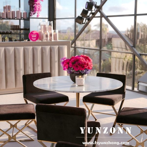Modern Luxury White PU Leather Dining Chair with Metal Legs Cross Stitching Design for Home or Hotel Leisure Style