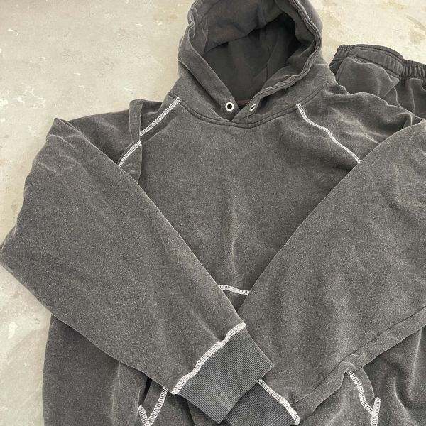 Heavyweight Vintage Drop Shoulder French Terry Cotton Oem Blank Hoodie Custom Contract Stitch High Quality Hoodie Men Streetwear