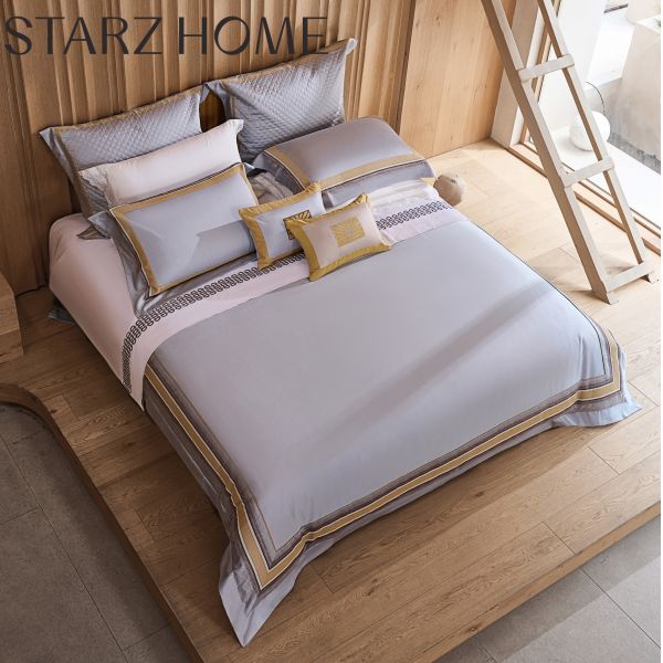 High Count Pima Cotton Jacquard Patchwork Bedding Sets in Modern Luxury Design Style