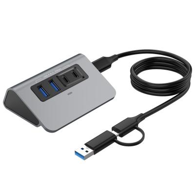 Hub USB C 3.2 Gen 1 5 Gbit/s étendant deux USB A et deux USB C pour ordinateur portable et téléphone