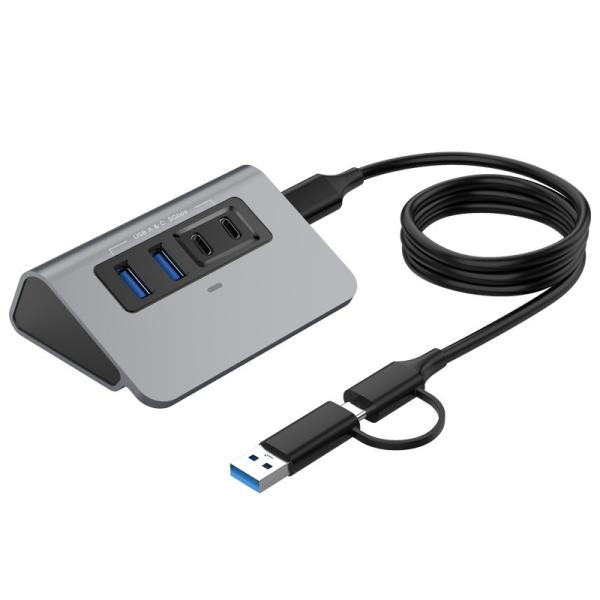 Hub USB C 3.2 Gen 1 5 Gbit/s étendant deux USB A et deux USB C pour ordinateur portable et téléphone