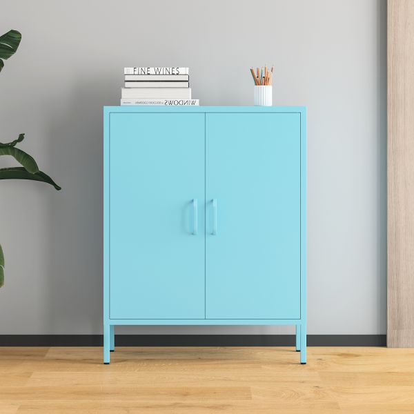 Modern Ultra-Thin Metal Sideboard Buffet Cabinet With 2 Steel Doors Dining Room Furniture for Home Use Living Bedroom Storage