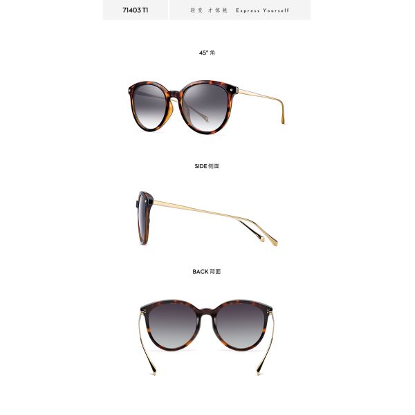 Женские рамки пластмассы Эйегласс Брауна черноты объектива ТАК Порларизед солнечных очков ПЭИ