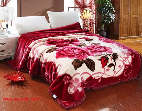Blanket with flowers Grade A B Thicken Laschel Blankets Home Textile pink&beige blankets