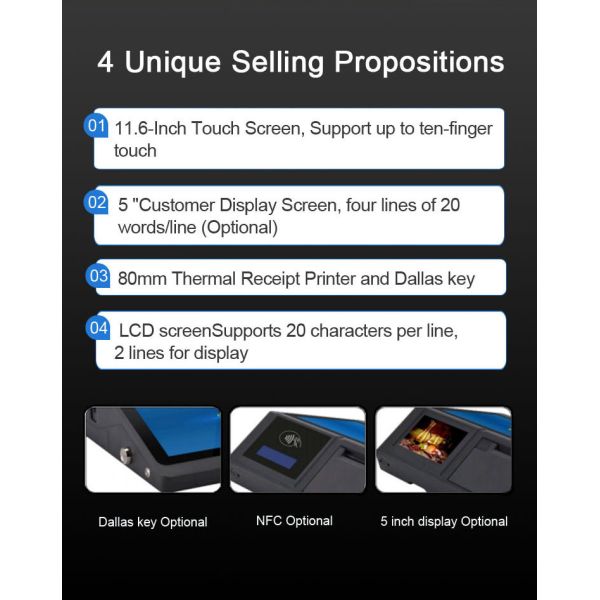 10 Points Capactive Touch Screen Android 9.0 Tablet POS System for Convenience Store