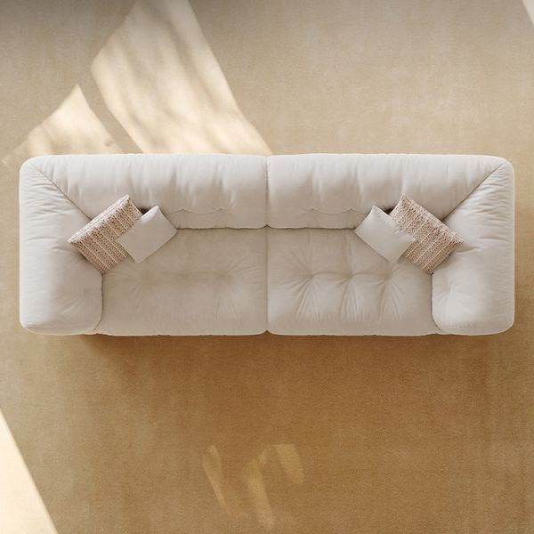 Modern Minimalist Three-Seat Fabric Living Room Sofa Convertible Sectional Home Furniture
