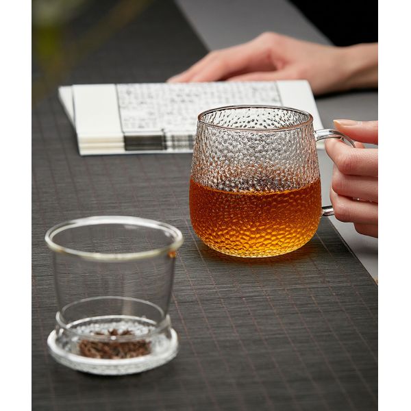 Подгонянный материал боросиликатного стекла стеклянной чашки Инфузер чая одиночный служа