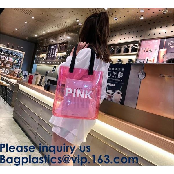 Clear Shopping Bag PVC Handbag Fashion Big Bags Jelly Package Large Transparent Tote Bag Shoulder Bag Leisure Beach Bag