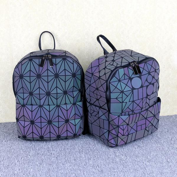Geometric Rhombic Luminous Color-Changing Material Student Schoolbag Korean Version Male And Female Couple Backpack