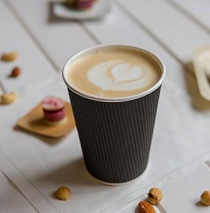 Hot Coffee Ripple Wall Paper Cups 12 Ounce With Food Grade Printing Ink
