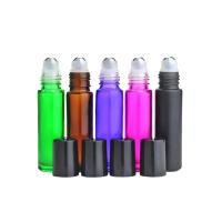 Botellas de rodillo al por mayor para aceites esenciales ‌Tapa de plástico negro Bola de metal 10 ml Botellas de rodillo de colores