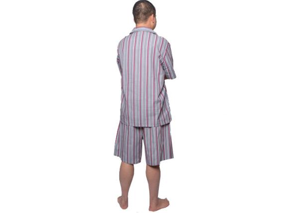 Mens Sping Woven 100 Cotton Pajamas Short Sleeve Short Pant Weven Colours Vertical Stripe