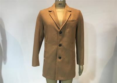 Camel Long Mens Medium Trench Coat Wool Winter Coat With Lapel Collar