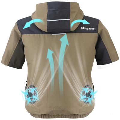 OEM Short Sleeve Air Conditioned Shirts With Two Fan Air Conditioning T Shirt