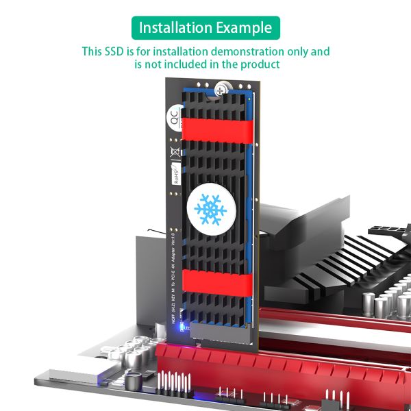 NGFF M.2 NVMe SSD to PCI-E Adapter with Heatsink for High Speed Data Transmission and Vertical Installation