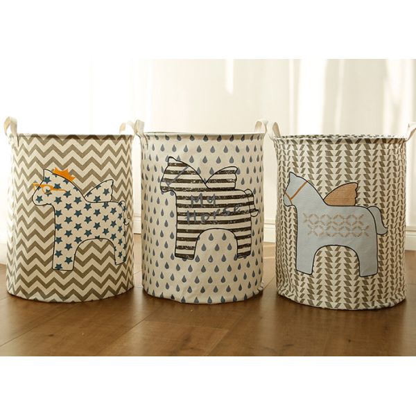 Foldable washing laundry clothes basket toy storage bag large box customized blue wooden horse star