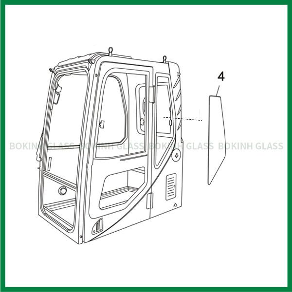 Substituição traseira do para-brisa da posição NO.4 da porta de Cab Glass Left da máquina escavadora de SUMITOMO CATERPILLAR