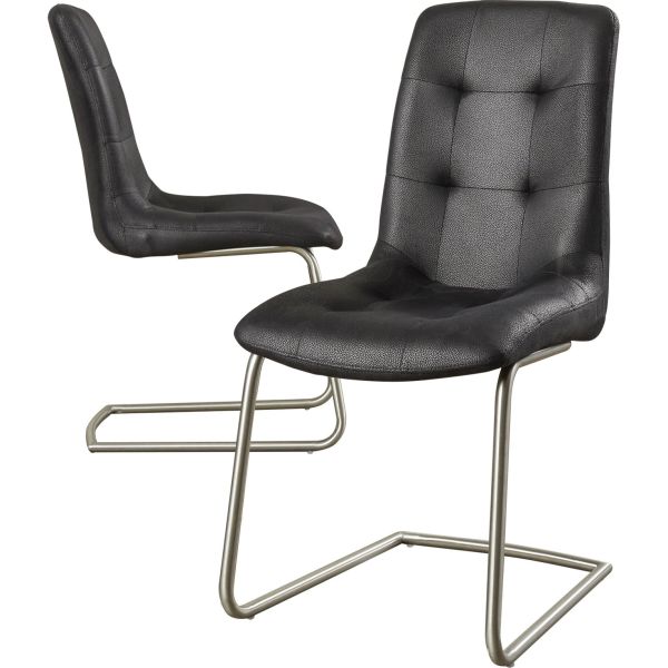 Contemporary 14.2KGS 89cm 61cm Black Leather Look Dining Chairs