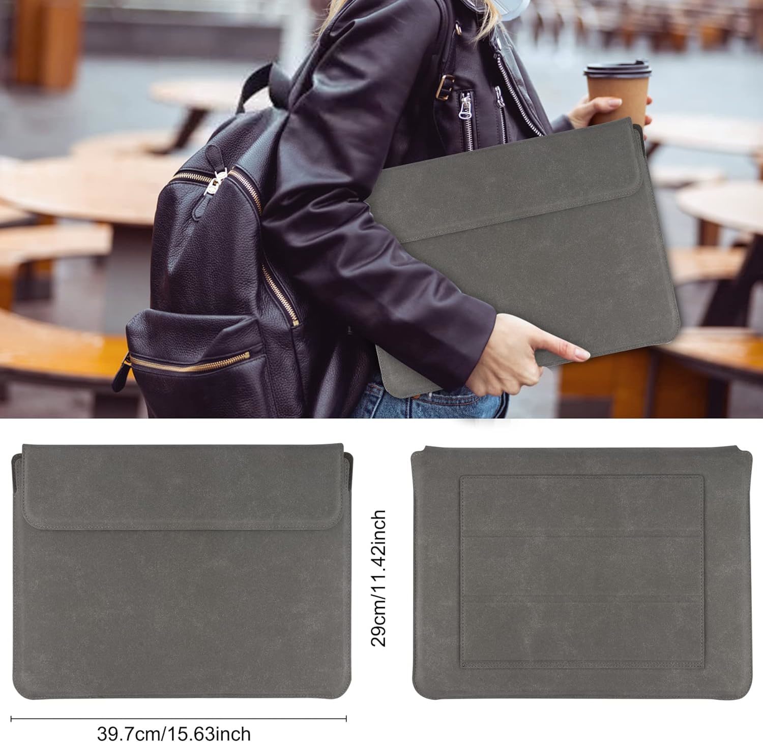 15.6 Inch Laptop Sleeve Case PU Leather Case for MacBook Pro 16 2021 2019 Waterproof Cases with Kickstand for Laptops Wholesale OEM/ODM/Private Label