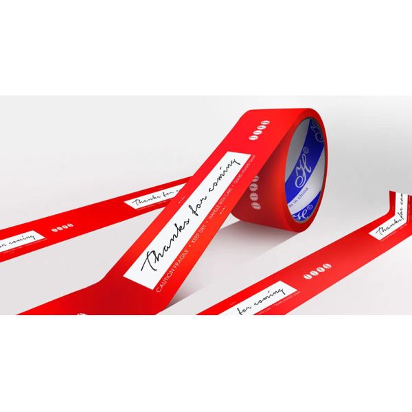 Oem Bopp Pink Thank You Food Packaging Sticker Tape For Box Sealing