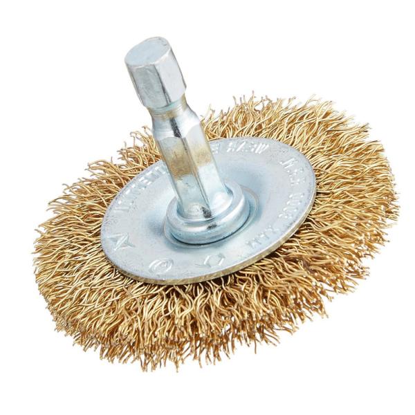 Metal Polishing Crimped Brass Wire Wheel Brush , Durable Rotary Wire Brush
