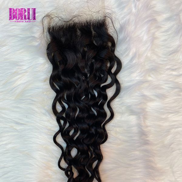 Virgin Peruvian Human Hair HD Invisible Lace Closure 5x5 Water Wave
