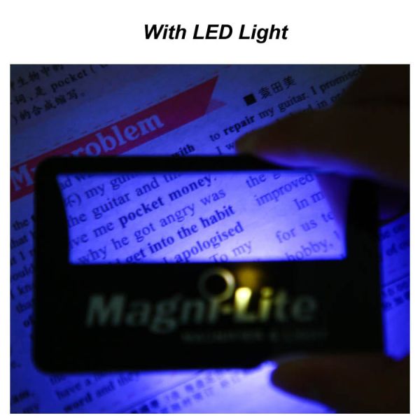 4X Magnifying Glass Business Cards Magnifier, Led Lighted Pocket Wallet Card Magnifier