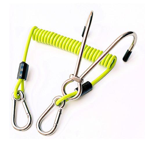 Deap Sea Diving High Tensile Wire Coil Lanyard Stainless Steel Double Head Flow Hooks