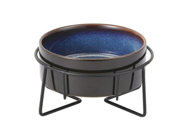 Elevated 400ml 850ml Lead Free Ceramic Dog Bowl With Metal Stand Pet Supplies