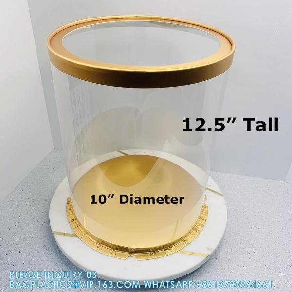 Tall Clear Cake Boxes With Ribbon - Gold Round Clear Cake Box For Birthday Cake | Wedding Cake Transparent Cake Box