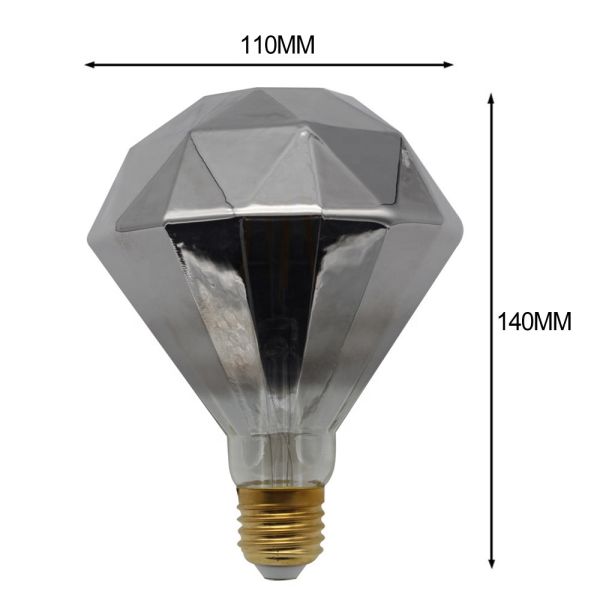 Smoky Diamond Edison Filament Bulbs Warm White Led Edison Bulb E27 Dimmable