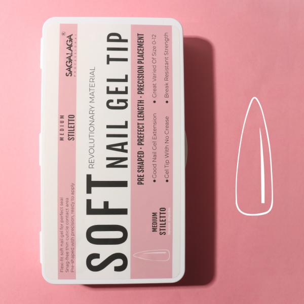 500pcs Transparent Xxxl Natural Long Nail Tips Stiletto Gel Box Full Cover Private Label Press on Soft Gel Tips Nails