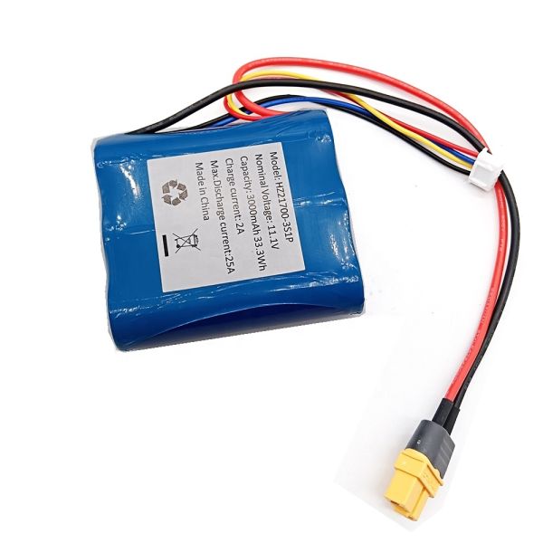 OEM 21700 3s1p 11.1V 3000mAh 25A High Discharge Rate Lithium Battery Pack for RC Toys
