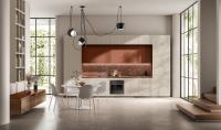 Muebles de cocina de melamina de color rojo marrón equipados con muebles de cocina modernos a medida