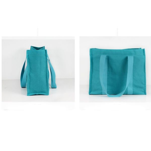 Printed Canvas Shopping Bags With Leather Handle / 20OZ Cotton Fabric