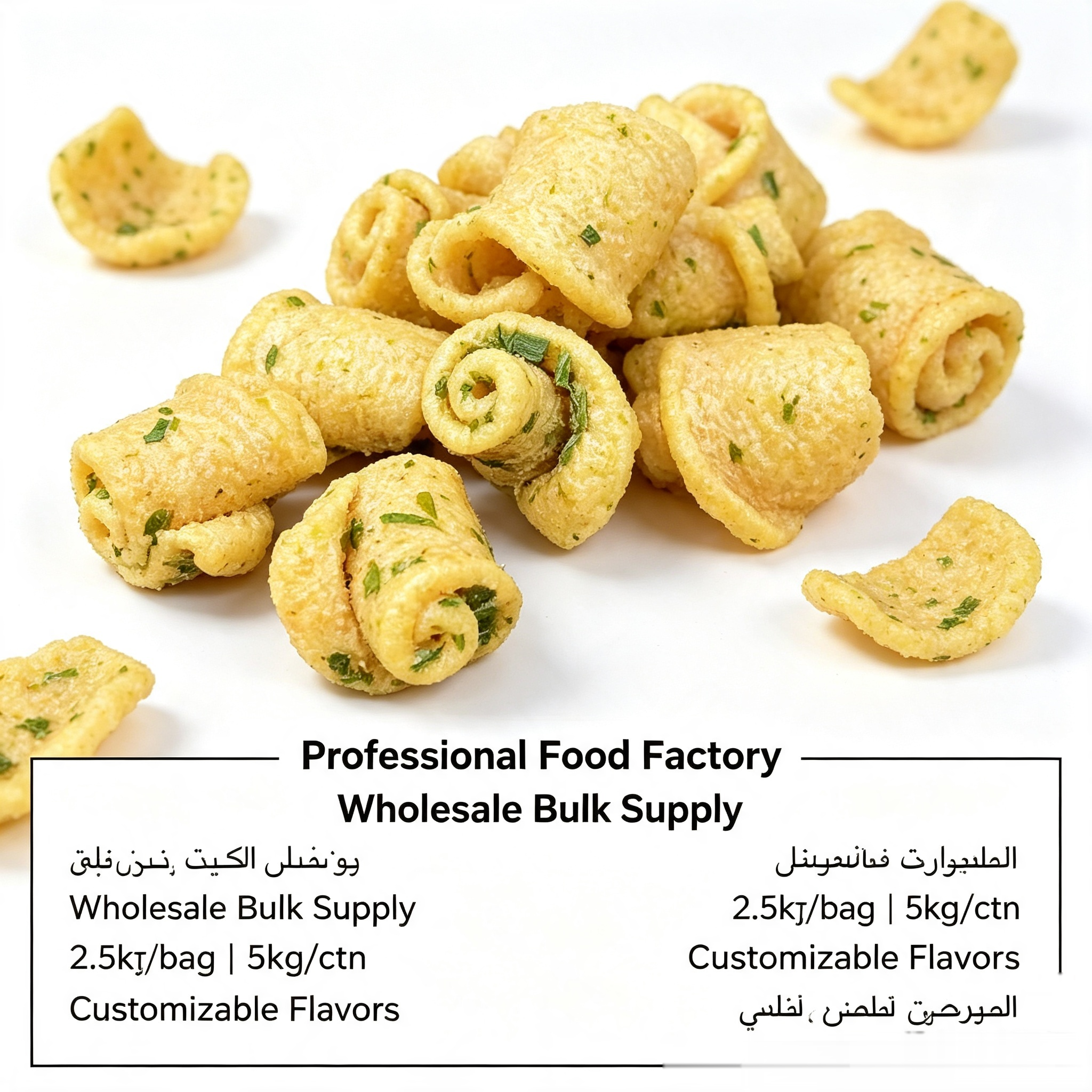 Vegetable & Seaweed Rolled Rice Crackers with Distinct Spiral Shape Light Savory Flavor and Crispy Low-Oil Texture