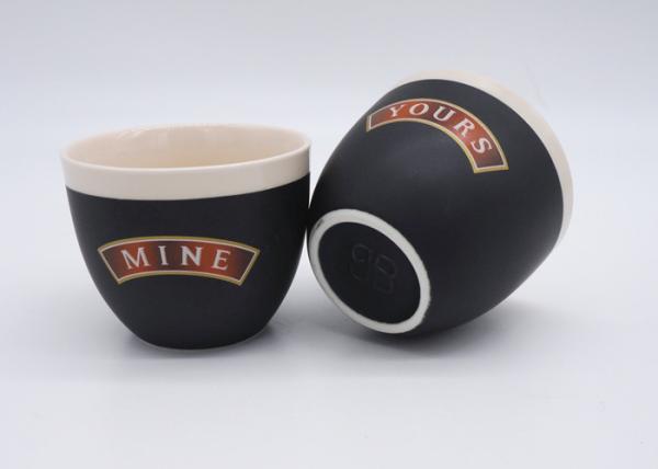 Round Shape Ceramic Candle Holders Cup Wax Holder In Matte Black With Shiny Logo