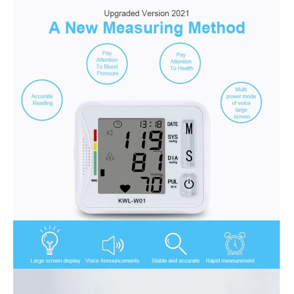 Home Hospital Daily Checks LCD Digital Display Wrist Blood Pressure Monitor