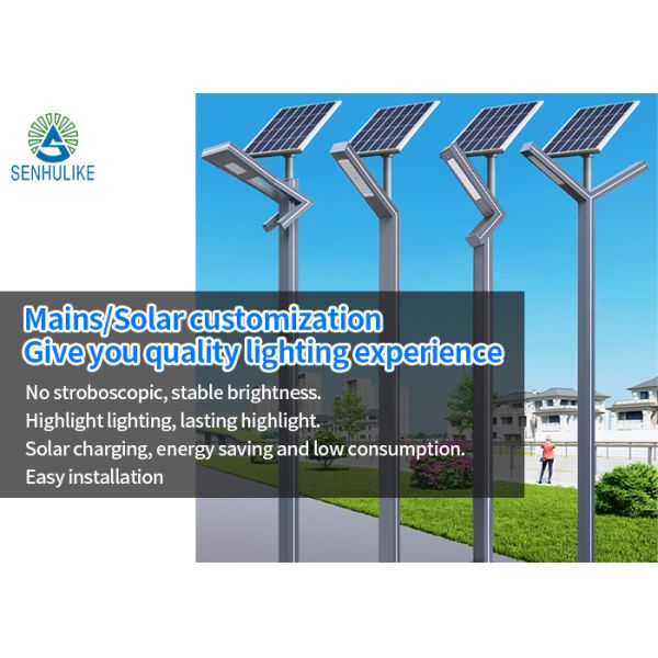 Lámpara de calle solar integrada de poste alto LED brillante a prueba de agua para jardín exterior y paisaje