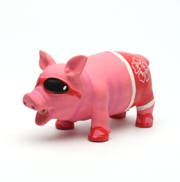 Wholesale latex pig dog toy classic dog toy with squeaky sound cool with sunglasses