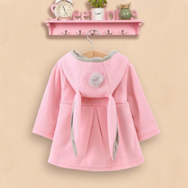 Winter Children's Clothing Girls Bunny Ears Warm Cotton Coat Baby Girl Hooded Coats