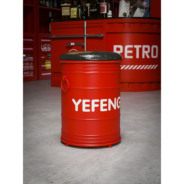 Customizable Color Oil Drum Chair with Durable Iron Frame and Premium PU Leather for Industrial Bar Furniture