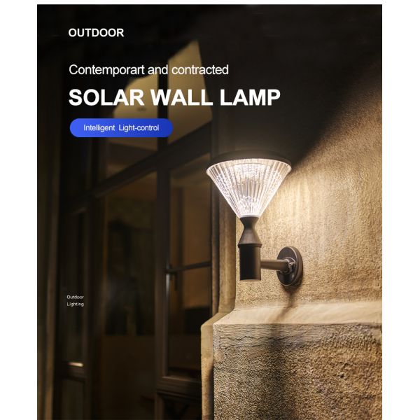 Die Cast Aluminum  20w Wall Mounted Solar Light outdooer wall lamp With 3.2v 8000mAh Battery