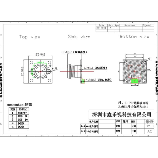 USB Auto Focus HD Camera Module with 150 Degree Wide Angle COMS Product Category Camera Modules